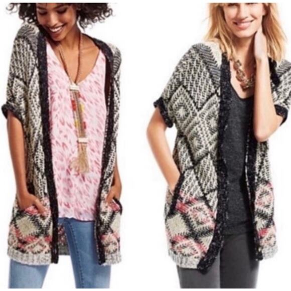 Cabi Carol Anderson Provence Sweater Cardigan Cream Black Pink Size Large #202 - Picture 1 of 6